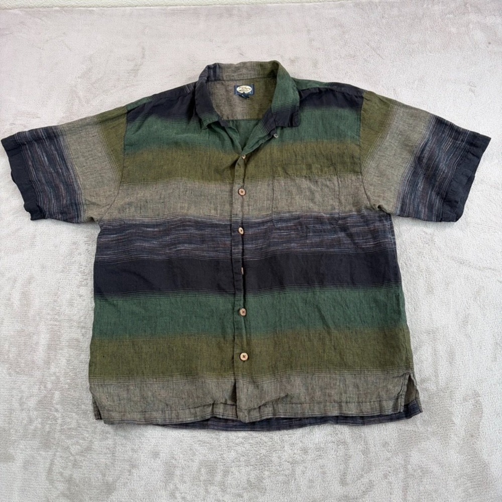 Vintage Tommy Bahama Loop Camp Collar Shirt in Multi Color 100% Linen Men XL